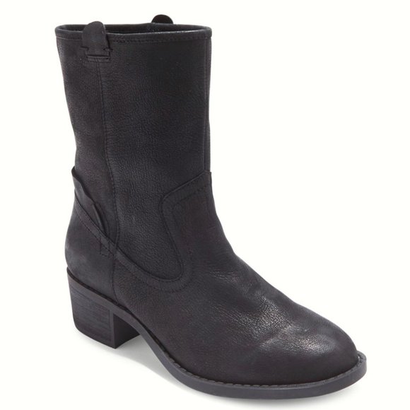 Adam Tucker/ Me too Shoes - Adam Tucker New BOOTS Mid-Tall Moto BLACK Soft Goat Leather Comfort Womens 9.5